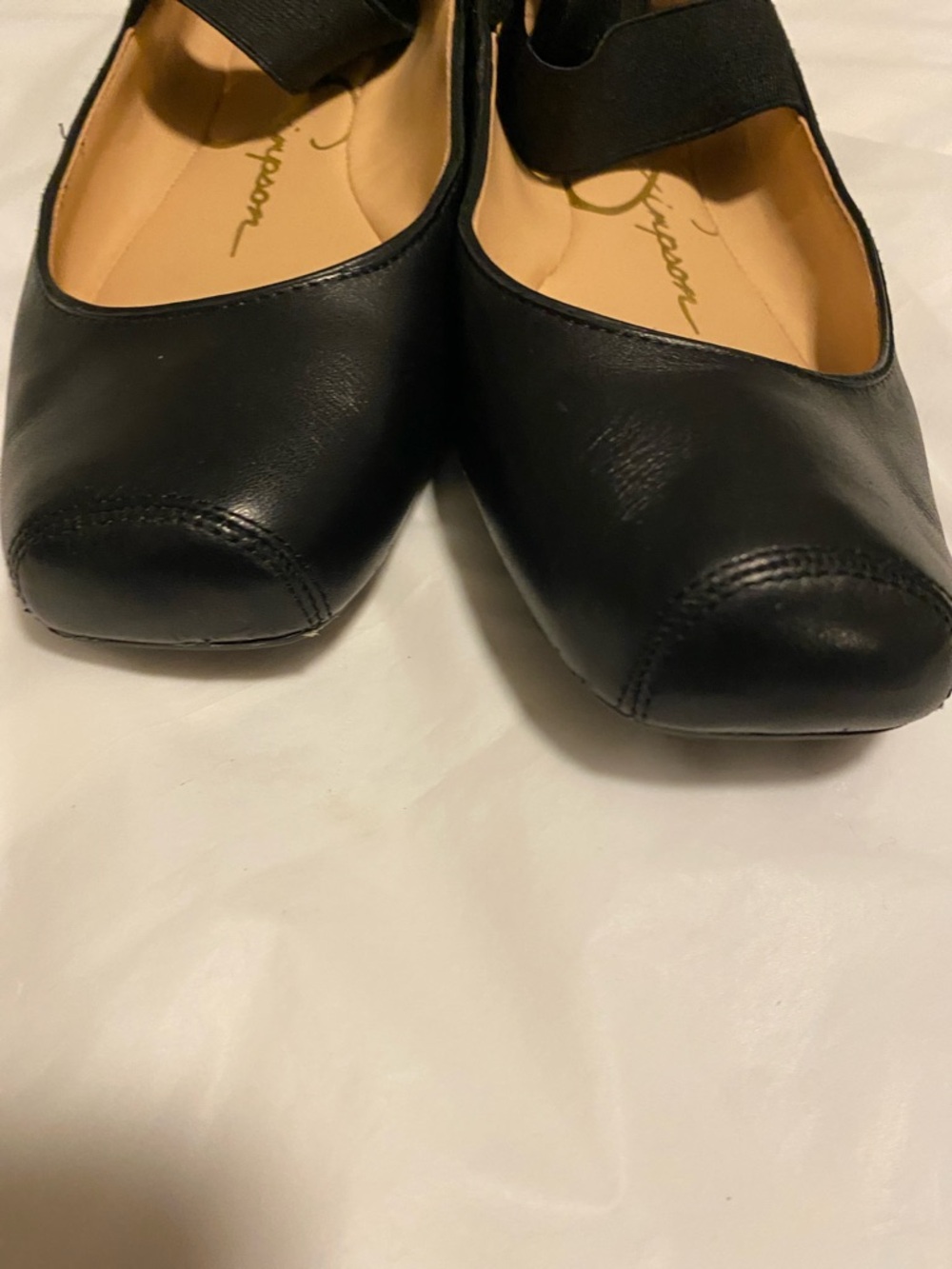 Jessica Simpson Black Square-Toe Ballet Flats with Crisscross Elastic - Picture 4 of 6
